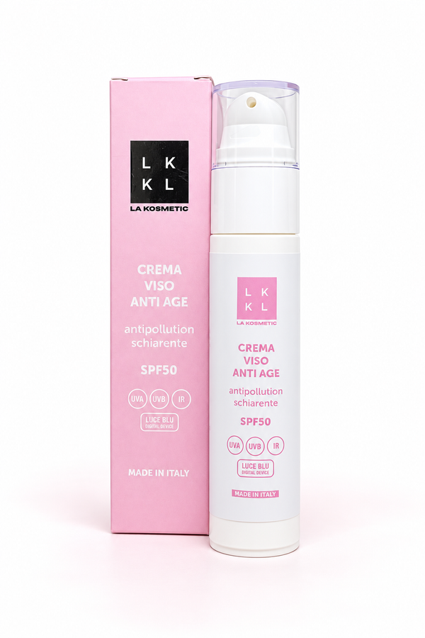 CREMA VISO ANTI-AGE SPF50 ANTIPOLLUTION  SCHIARENTE con confezione