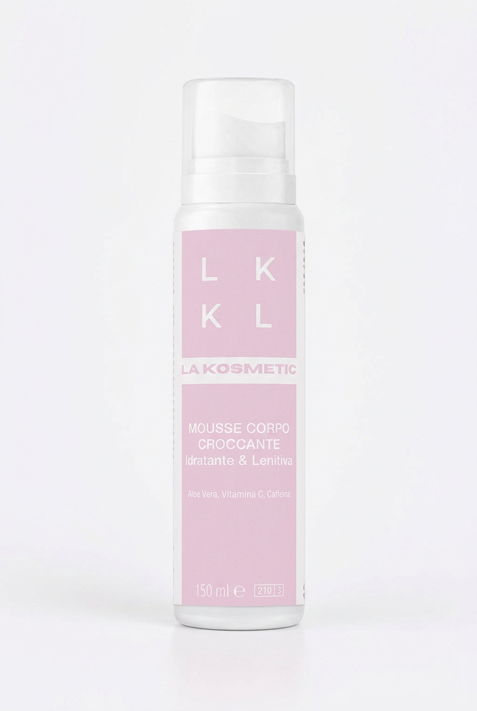 Mousse Corpo Croccante La Kosmetic su fondo bianco