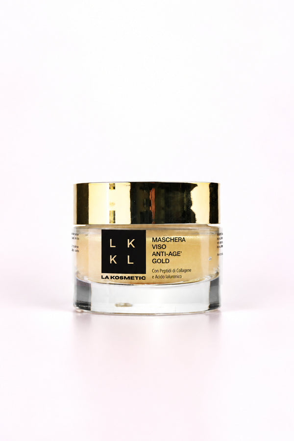 Maschera Viso Anti-age Gold con Peptidi di Collagene e Acido Ialuronico